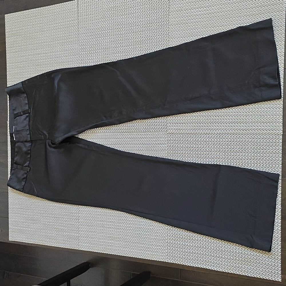 Alice + Olivia Black Satin Boot Cut Pants
